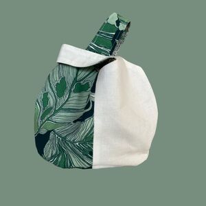Lined Japanese Knot Bag Palm Leaf Lined